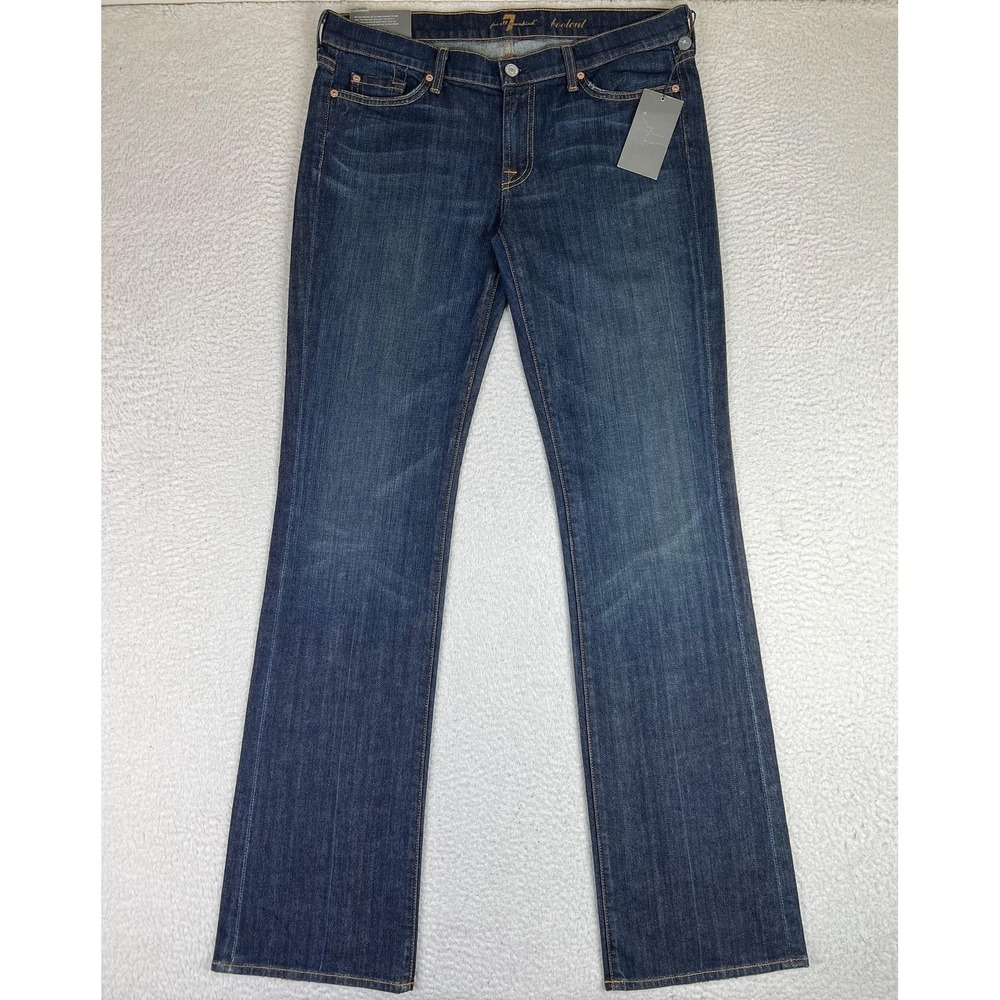 7 For All Mankind Bootcut Jeans Mens 32x36 Blue Original Fit Stretch Denim NEW